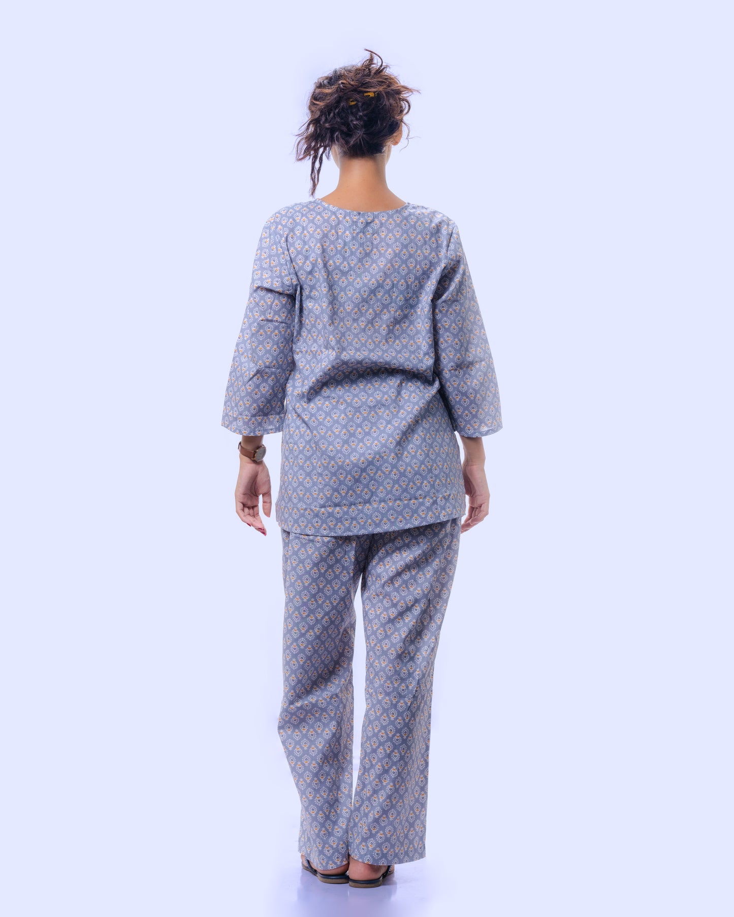 Sky Blue Mufti Print Night Suit for women