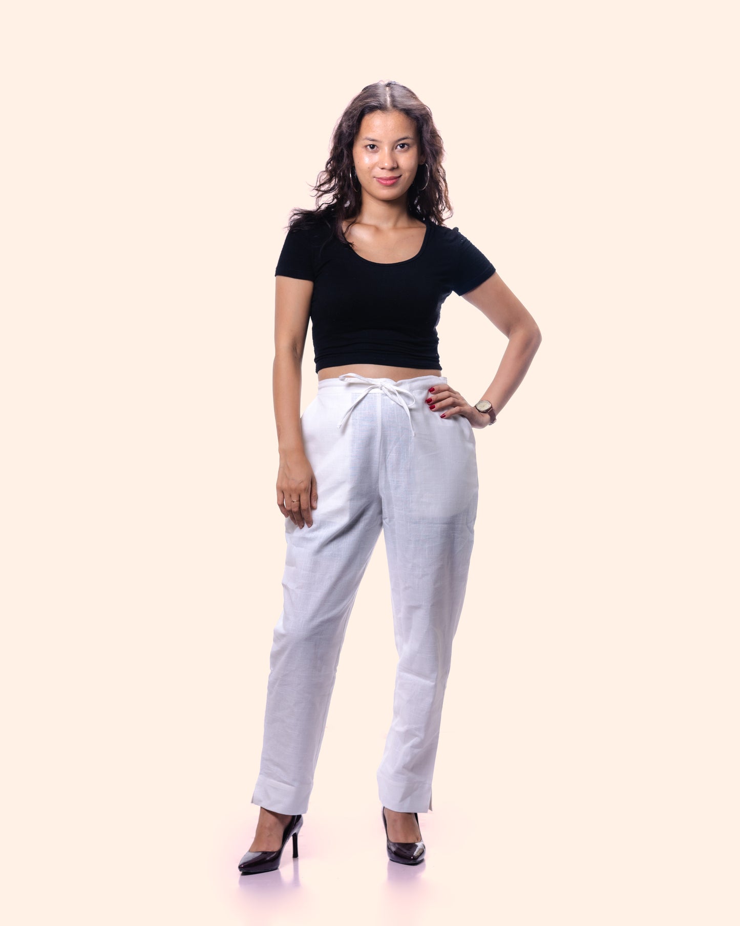 Women White Khadi Pant