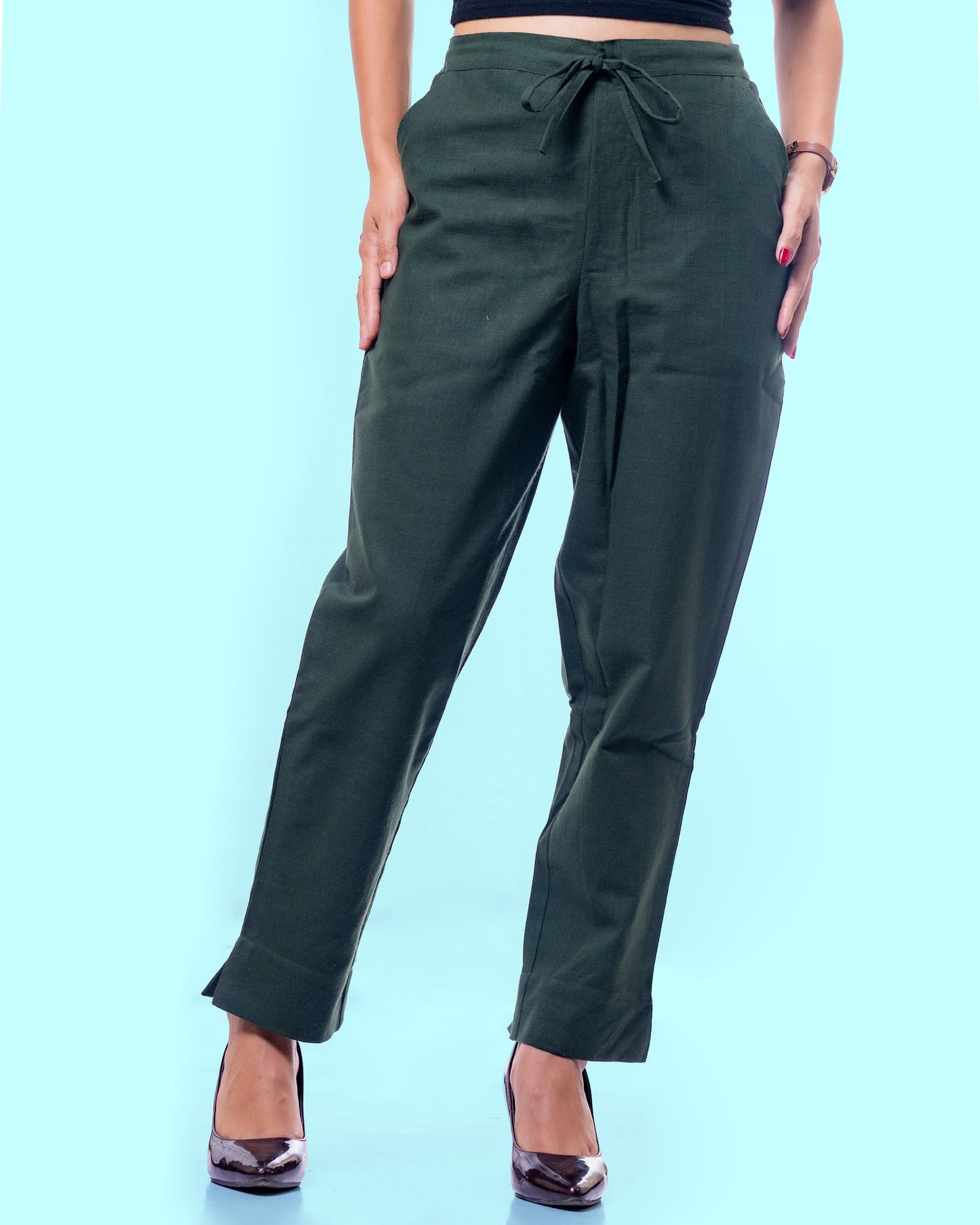 Women Green  Khadi Pant