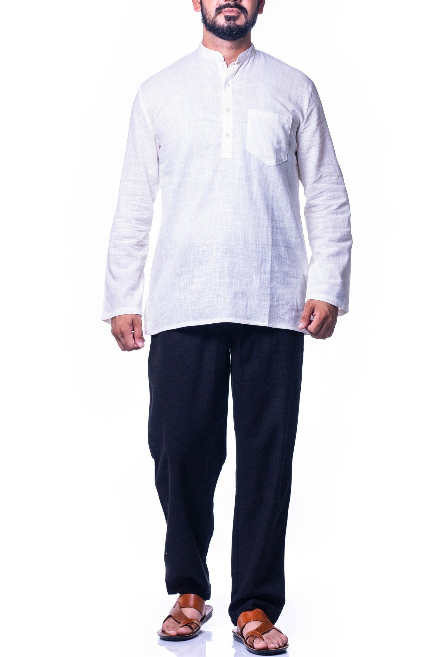 Classic White Short Kurta for Men