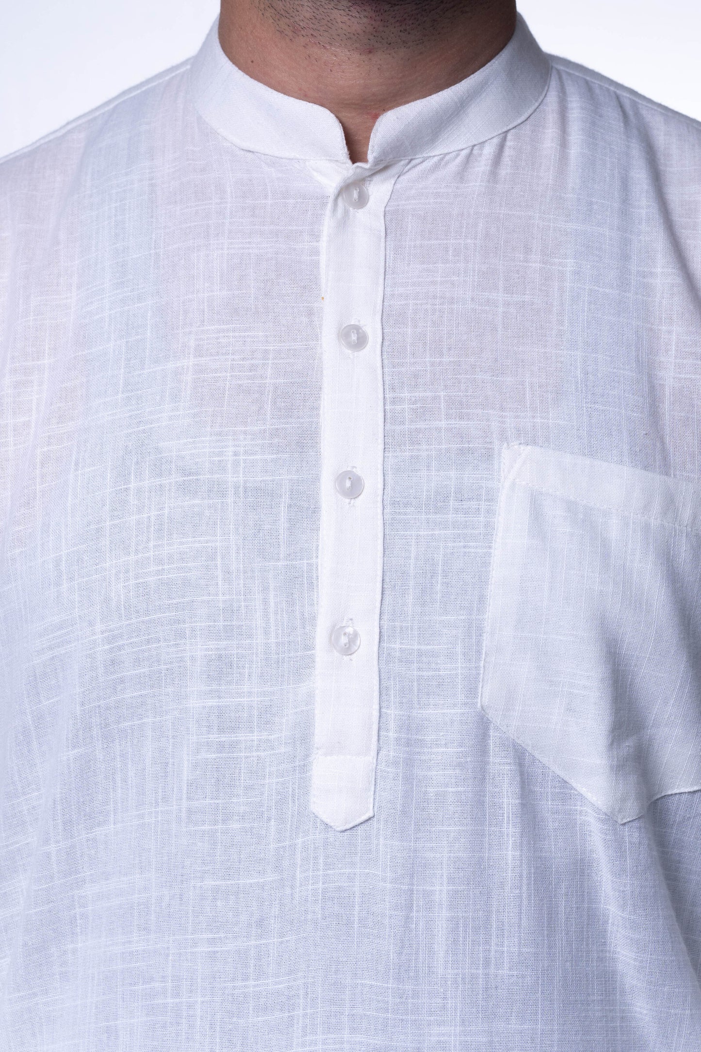 Men's White Long Khadi Kurta