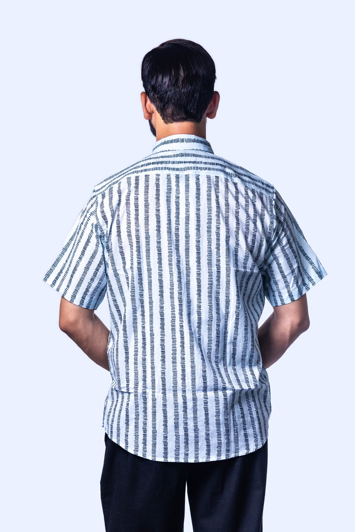 Men's Striped Short-Sleeve Cotton Shirt