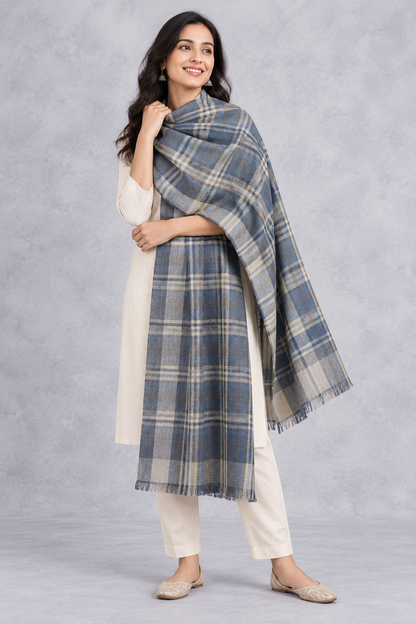 Natural Fab Unisex Wool Stole – Soft Winter Wrap for Men and Women