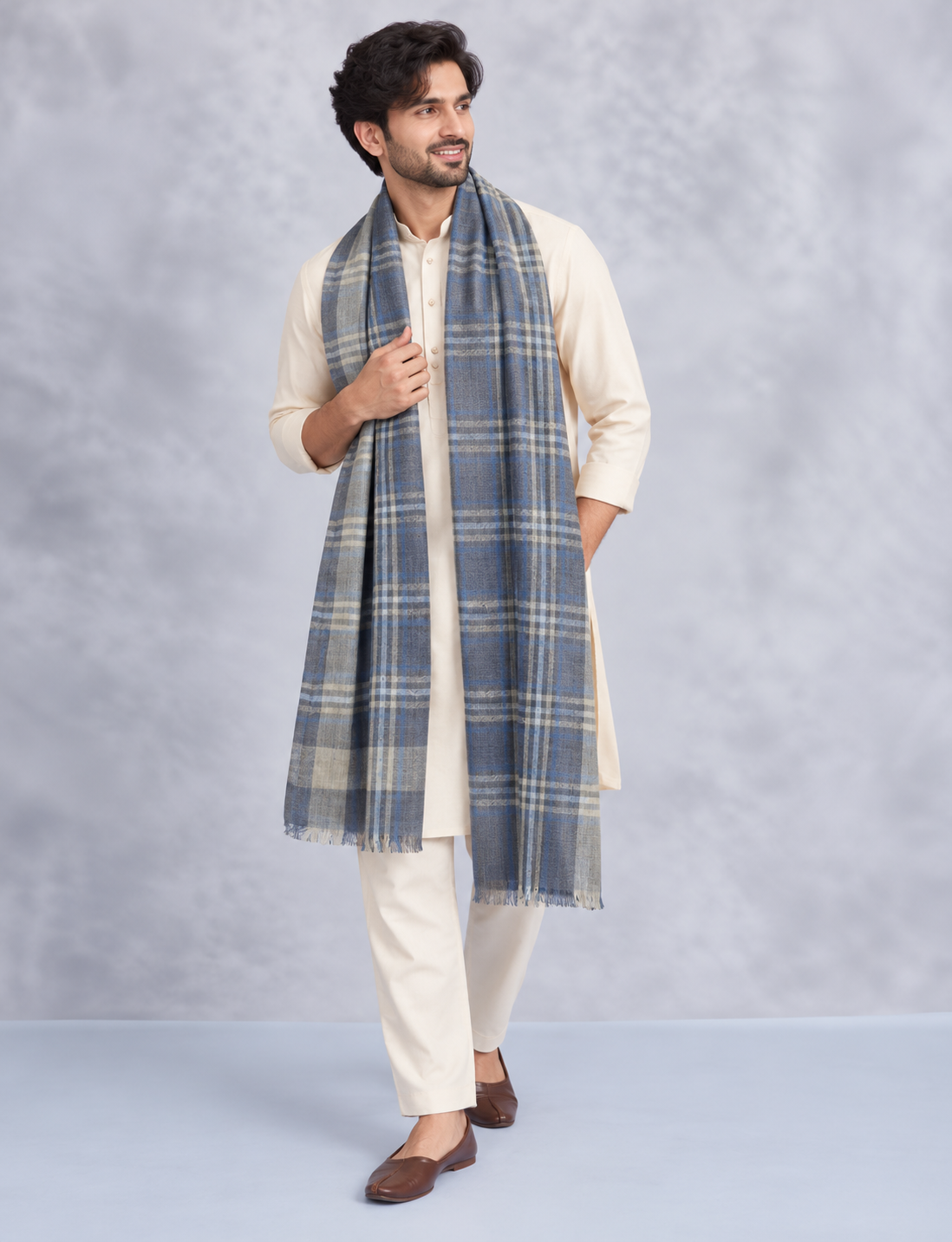 Natural Fab Unisex Wool Stole – Soft Winter Wrap for Men and Women