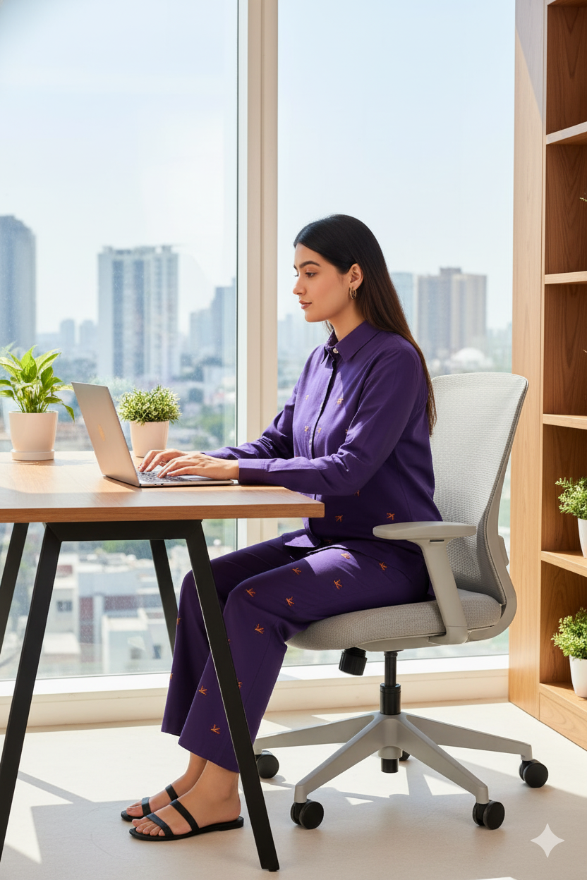 Purple Cotton Embroidered Co-ord Set for Women – Stylish Two-Piece Casual Wear