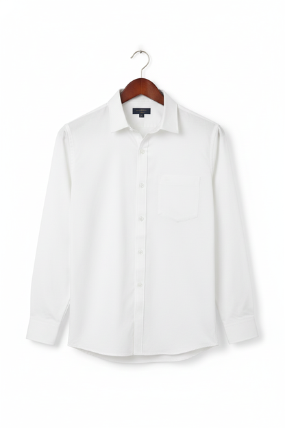 Men’s Classic White Cotton Shirt | Premium Solid Formal Shirt | Natural Fab