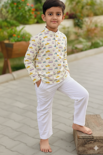 Kids White Cotton Pajama Pants with Elastic Waist & 2 Pockets – Comfortable Daily & Ethnic Wear for Boys