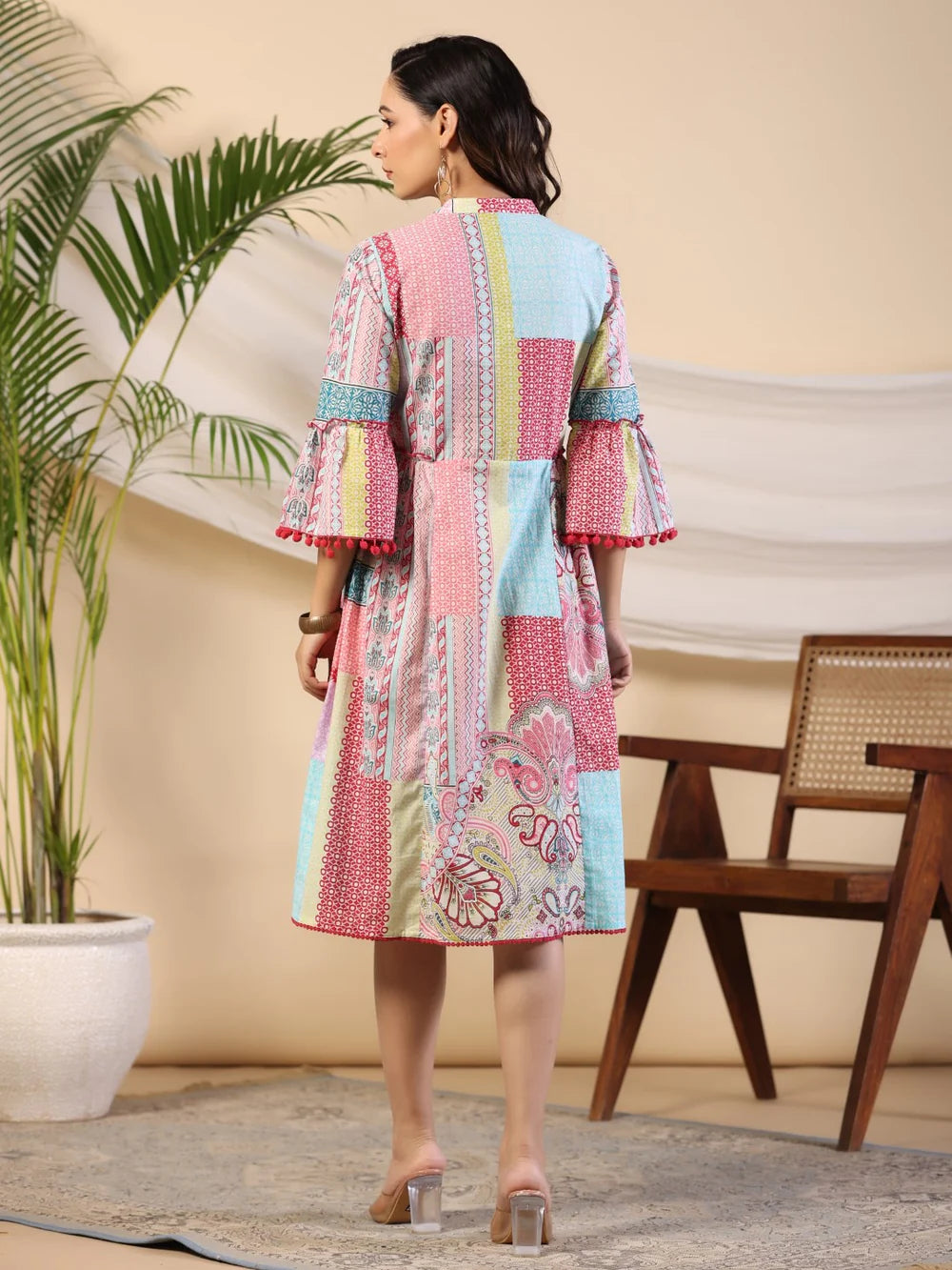 Vibrant Chic: Multi-Colored Cotton Cambric Printed Dress
