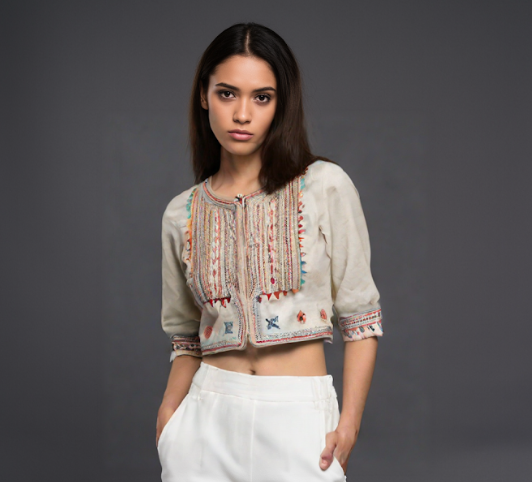 Crop Jacket with Intricate Embroidery