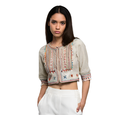 Crop Jacket with Intricate Embroidery