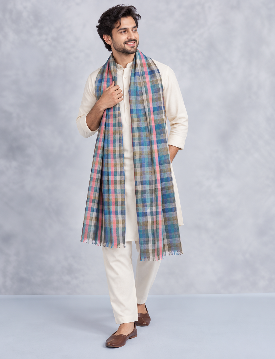Natural Fab Unisex Wool Stole – Soft Winter Wrap for Men and Women