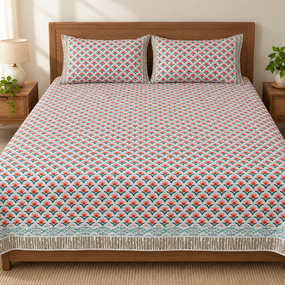 Natural Fab Hand Block Printed Bedsheet 100 x 108