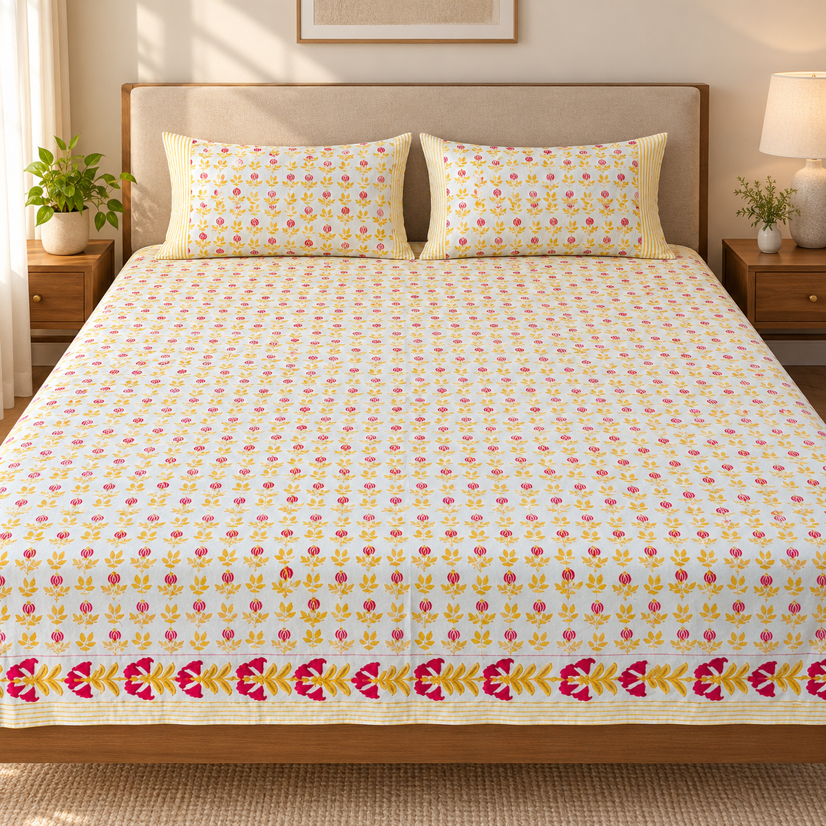 Natural Fab Hand Block Printed Bedsheet 100 x 108