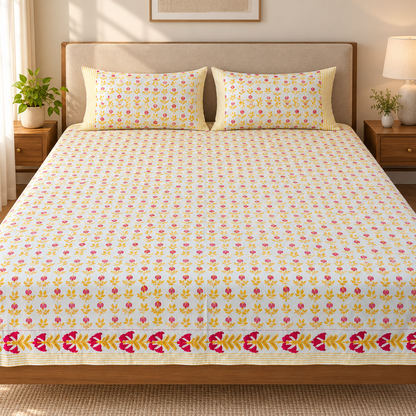 Natural Fab Hand Block Printed Bedsheet 100 x 108