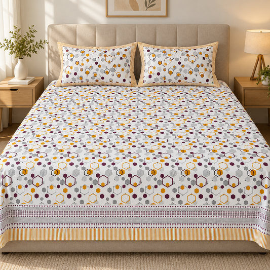 Natural Fab Hand Block Printed Bedsheet 100 x 108