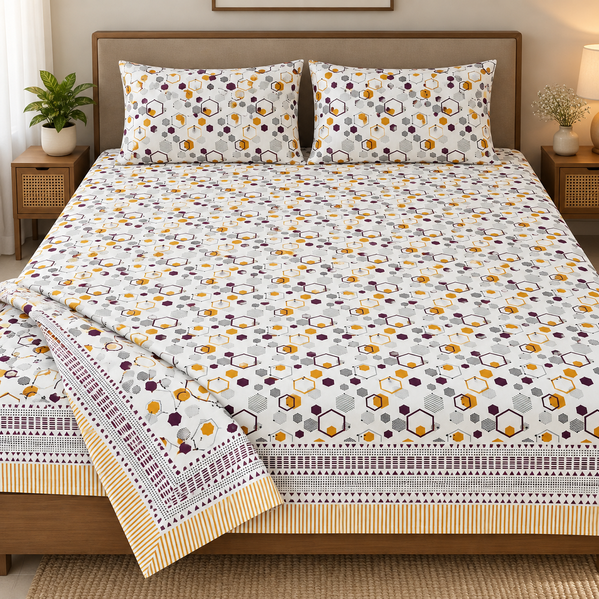 Natural Fab Hand Block Printed Bedsheet 100 x 108