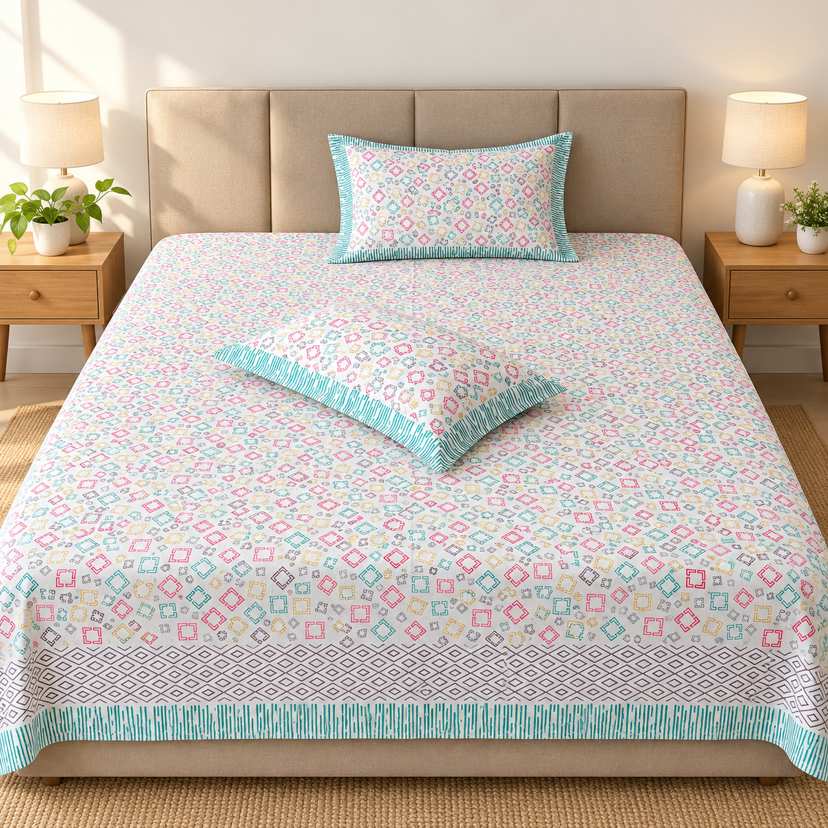 Natural Fab Hand Block Printed Bedsheet 100 x 108