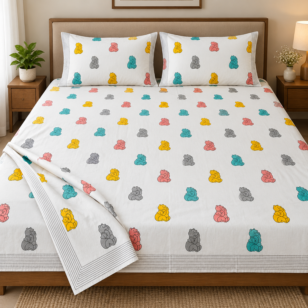 Natural Fab Hand Block Printed Bedsheet 100 x 108