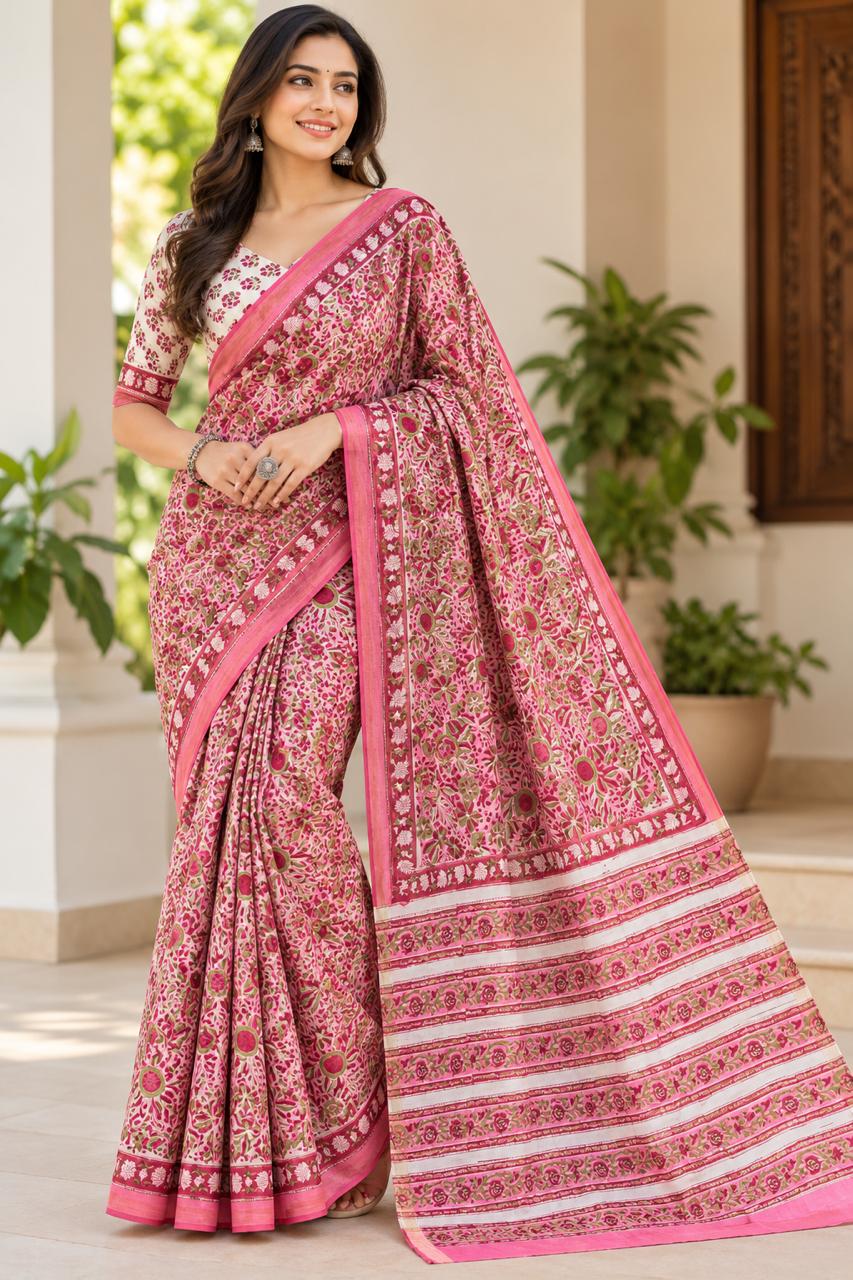 Naturalfab cotton silk saree with zari border