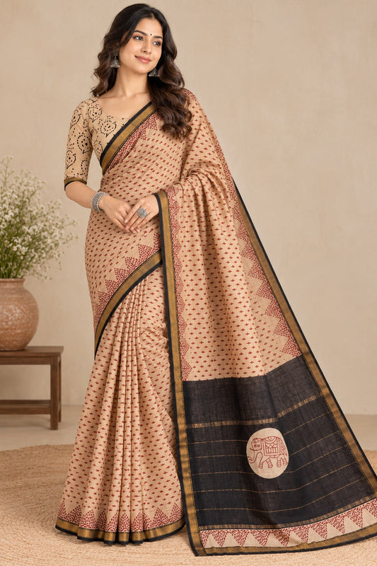 Naturalfab cotton silk saree with zari border