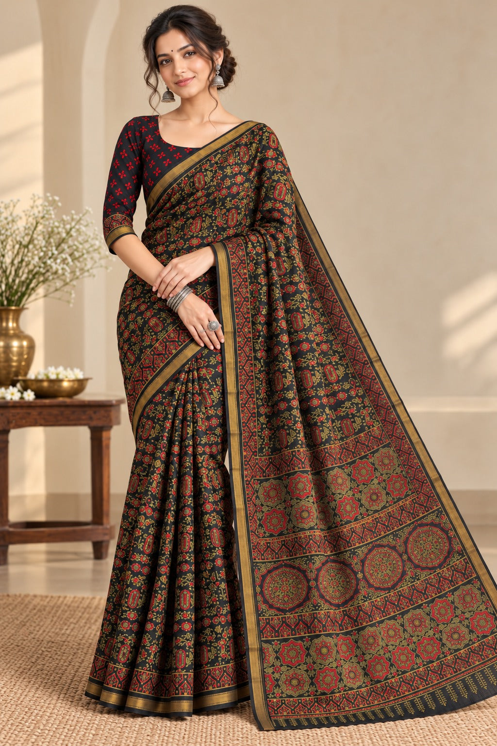 Naturalfab cotton silk saree with zari border