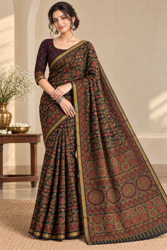 Naturalfab cotton silk saree with zari border