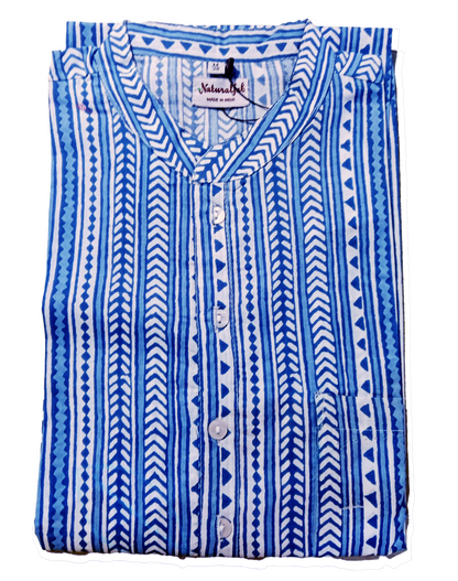 Traditional Blue Striped Men’s Long Kurta