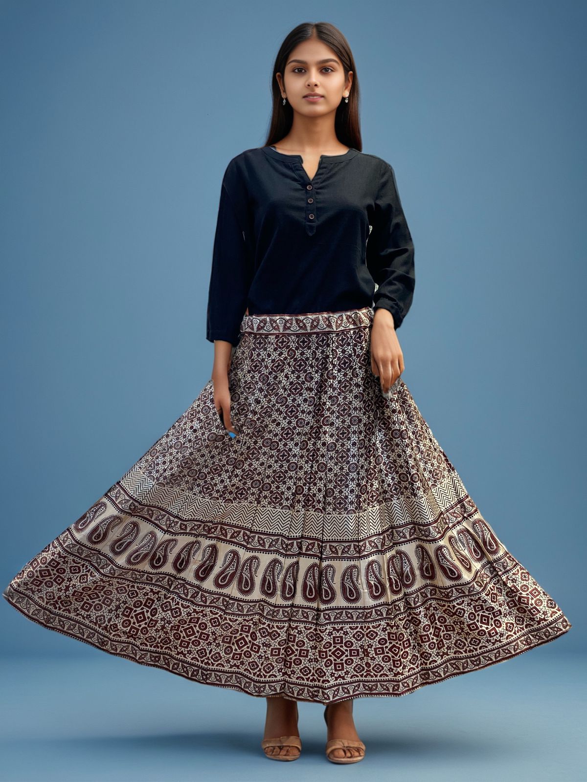 Skirt with Ethnic Print