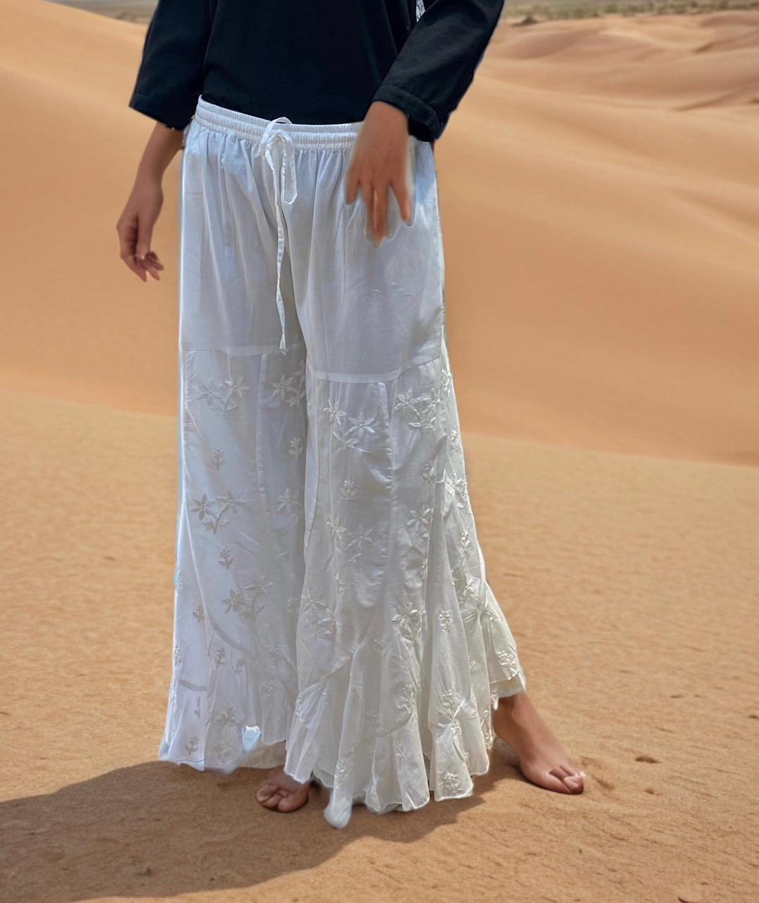 Cotton Embroidered Sharara Pants