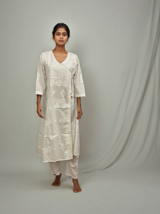 Elegant White Chikankari Cotton Kurta Set – Handcrafted Ethnic Wear for Women