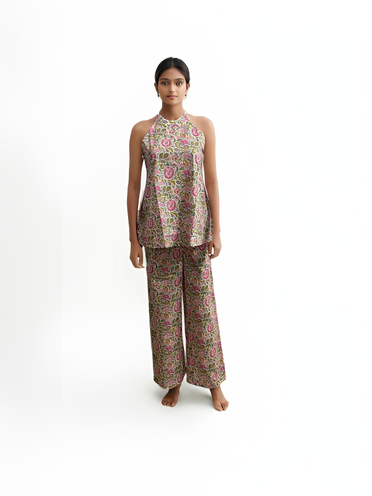 Floral Halter Neck Co-ord Set – Timeless Comfort & Style