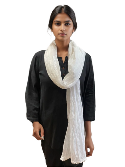 White Cotton Mulmul Dupatta – Lightweight & Timeless