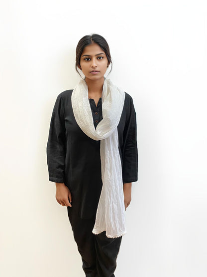 White Cotton Mulmul Dupatta – Lightweight & Timeless