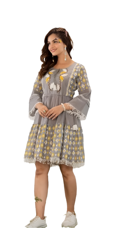 Embroidered Short Dress – Trendy & Comfortable