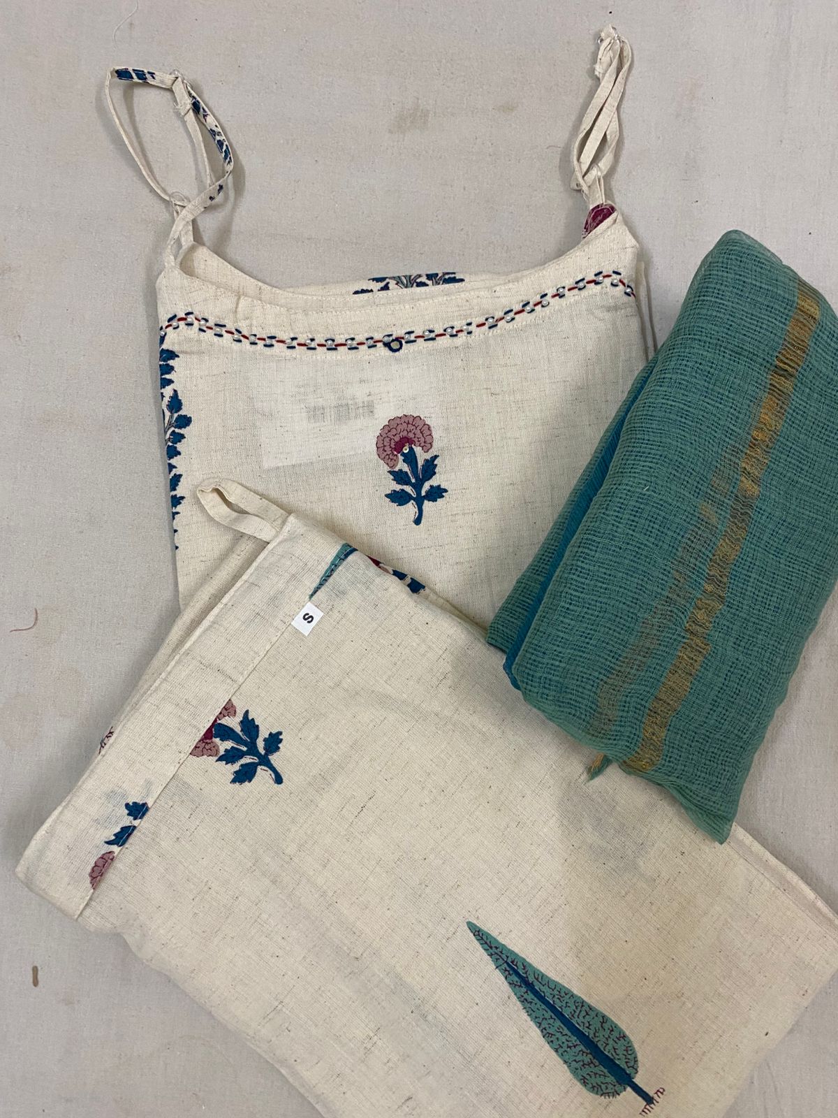 Elegant Handblock Printed Cotton Kurta Set with Dupatta