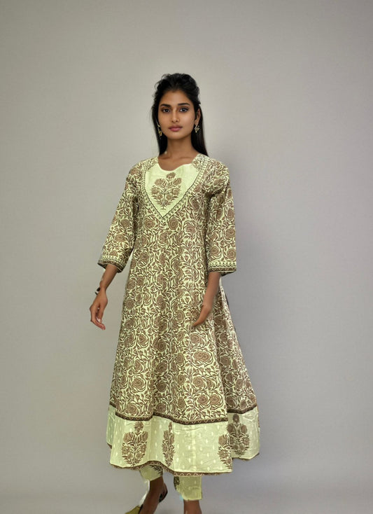 Elegant Floral Printed Kurti Set | 100% Cotton Ethnic Wear for Women