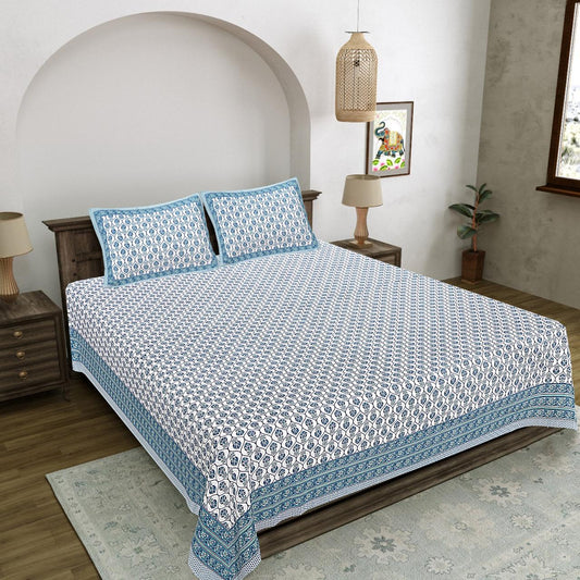 Bagru Pattern Screen Printed Bedsheet for Double Bed – Vibrant Cotton Fabric