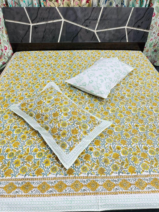 Handblock Printed Bedsheet – Fine Count Cotton, Designer Look