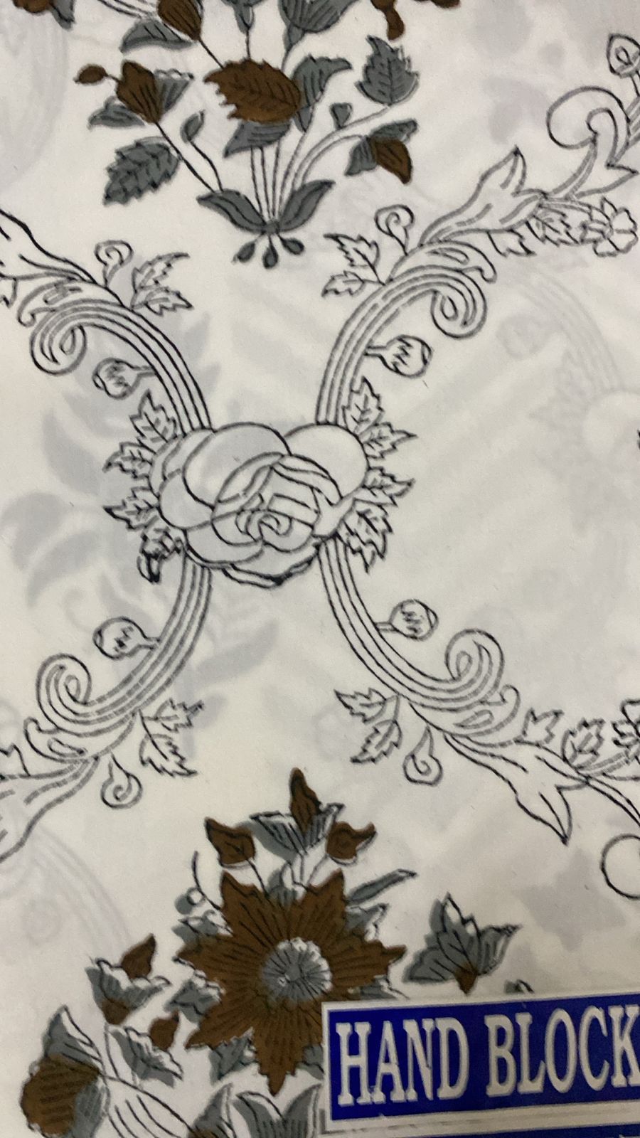 Traditional Rajasthani Bedsheet – Floral Block Print on Soft White Cotton