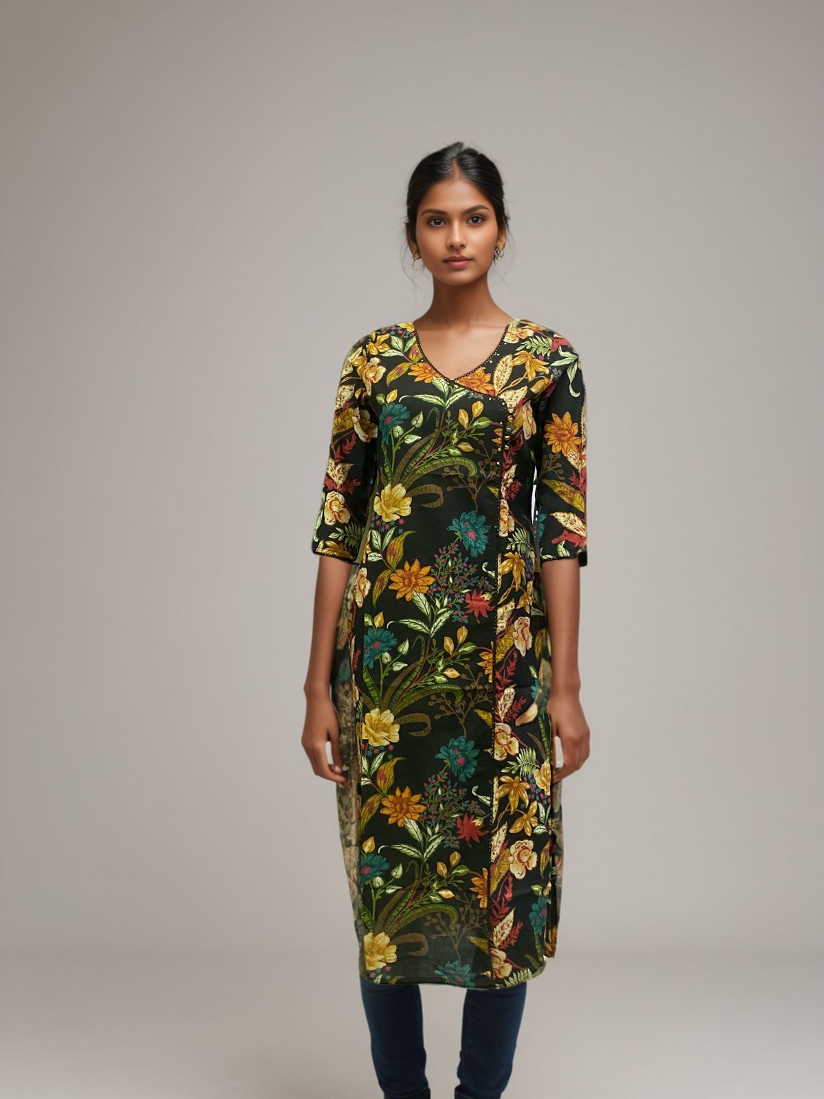 Designer Floral Long Kurti for Women – Soft Fabric & Traditional Look