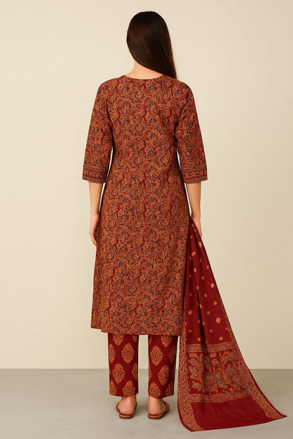 Women’s Cotton Kurti Pant Set with Dupatta – Handblock Print | Ethnic Wear