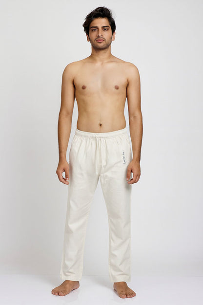 100% Cotton Solid Pyjama for Men with Elastic Waistband & Handy Pockets