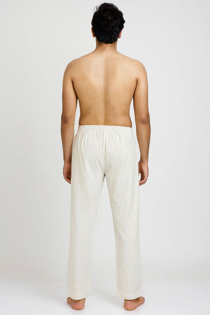 100% Cotton Solid Pyjama for Men with Elastic Waistband & Handy Pockets