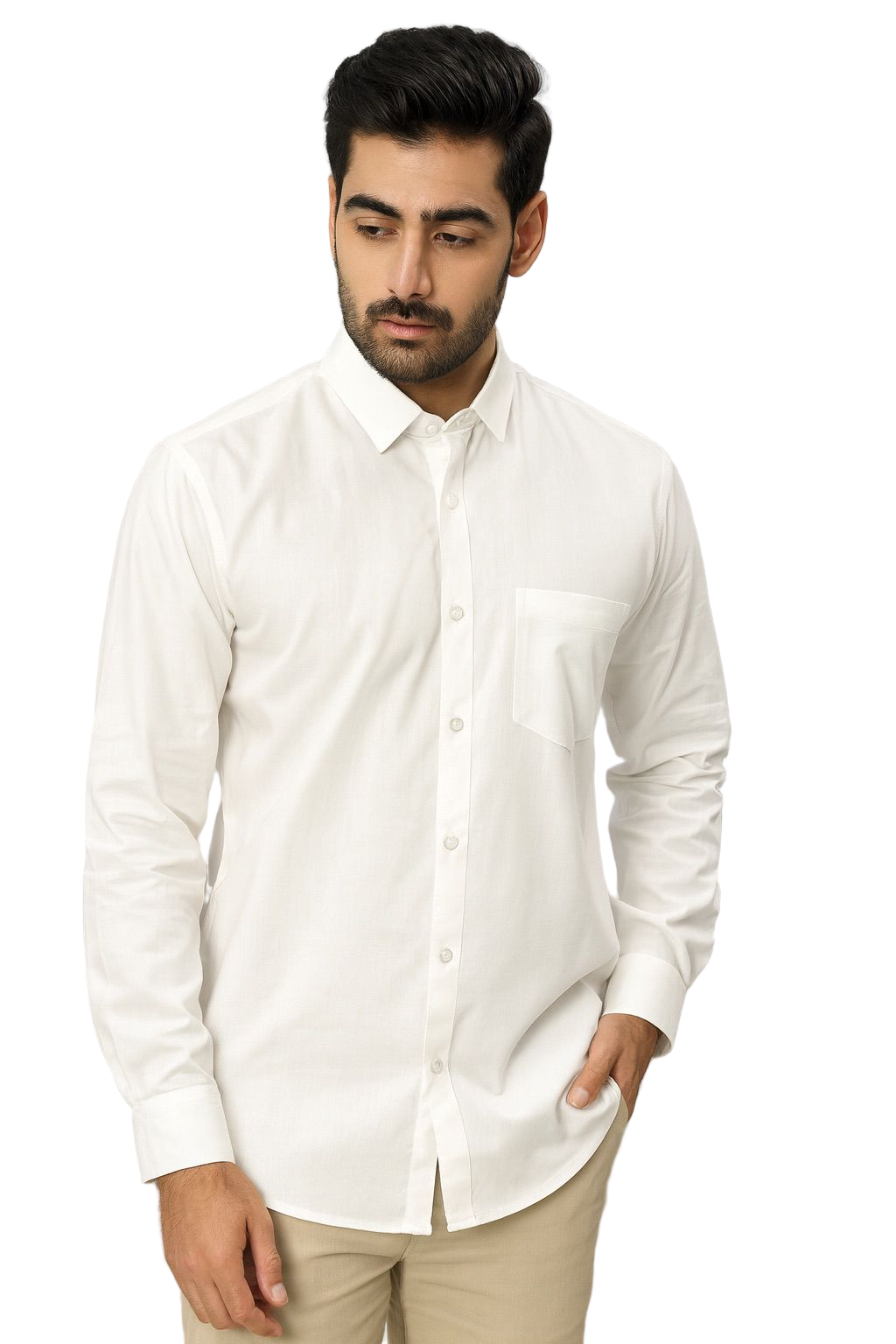 Men’s Classic White Cotton Shirt | Premium Solid Formal Shirt | Natural Fab