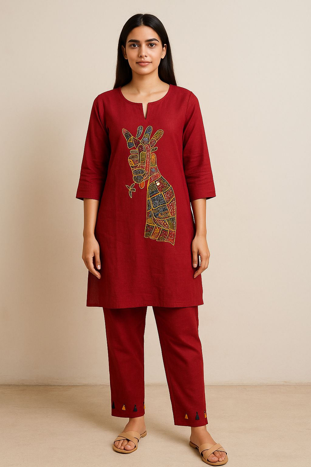 Women’s Cotton Co-Ord Set | Handcrafted Embroidered Kurta & Pant Set | Comfortable Ethnic Wear for Everyday & Festive Use