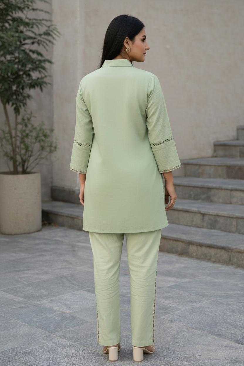 Women’s Cotton Embroidered Co-Ord Set | Handcrafted Floral Co ord Set, Soft & Breathable