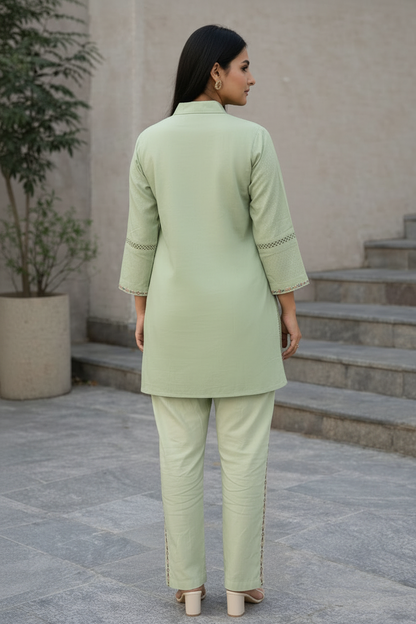 Women’s Cotton Embroidered Co-Ord Set | Handcrafted Floral Co ord Set, Soft & Breathable