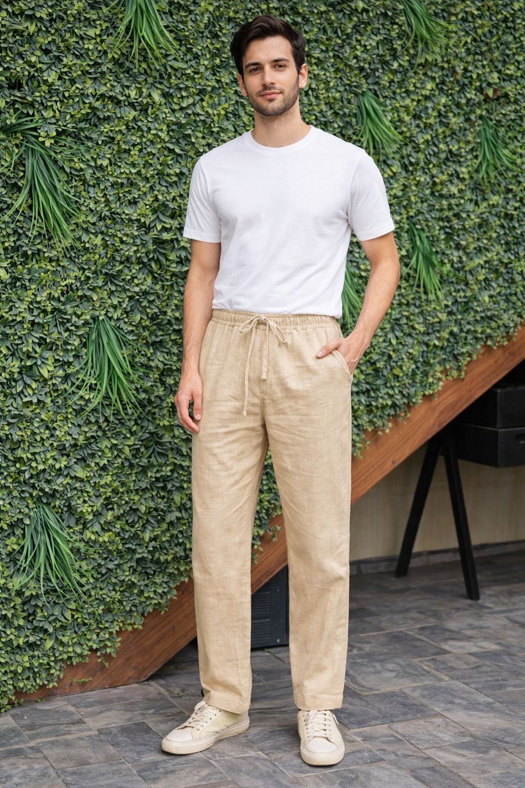 Men's Beige Khadi Pant