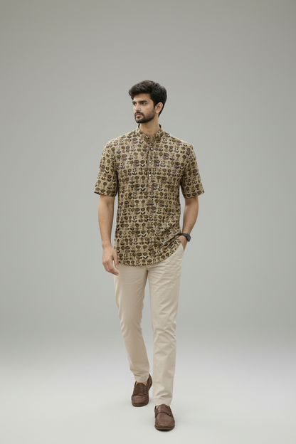 Men’s 100% Cotton Hand Block Printed Kurta – Natural Dyed Ethnic Wear
