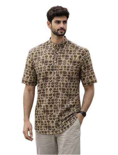 Men’s 100% Cotton Hand Block Printed Kurta – Natural Dyed Ethnic Wear